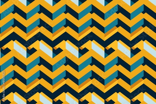 Abstract geometric zigzag pattern with vibrant blue, yellow, and black colors