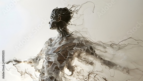 artistic depiction of a person in motion abstract liquid energy