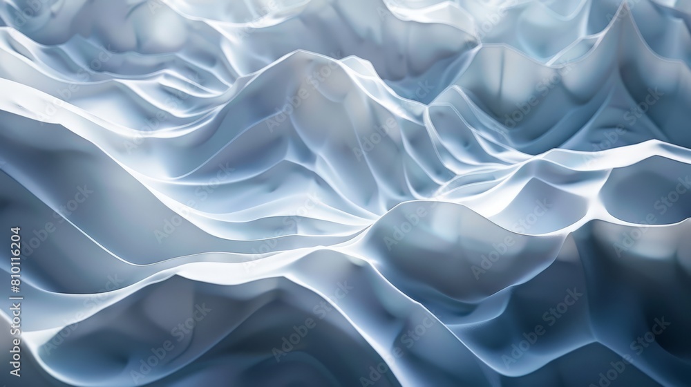 Obraz premium Serene Blue Waves of Soft Digital Silk Abstract