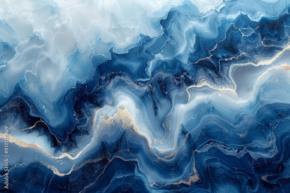 A high-resolution image capturing the intricate details of blue and gold agate stone bands and patterns A high-resolution image capturing the intricate details of blue and gold agate stone bands and patterns