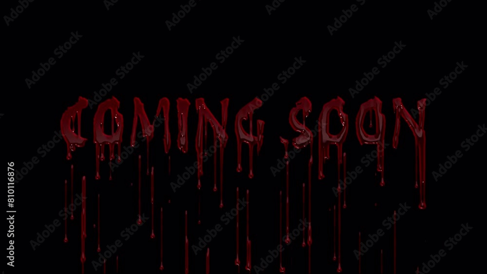Coming soon text with dripping blood on alpha channel. Halloween party ...