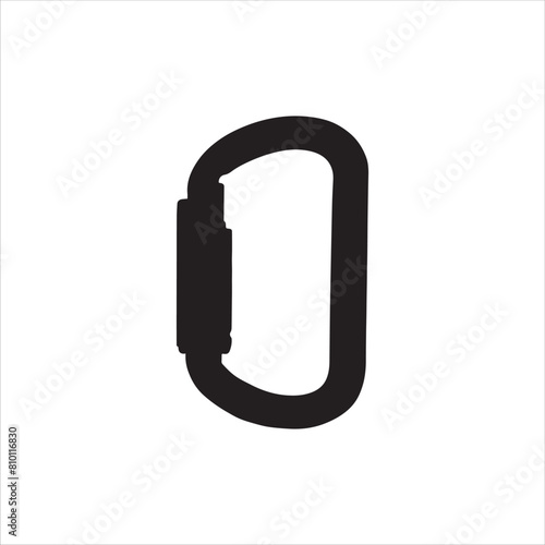 Carabiner silhouette isolated on white background. Carabiner icon vector illustration.