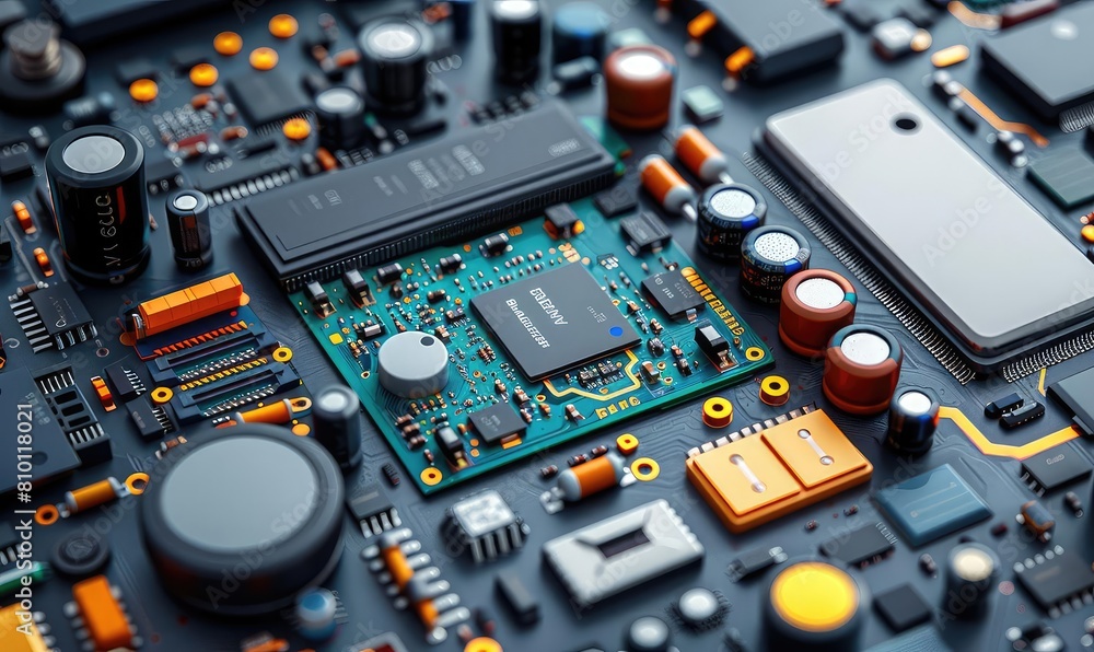Tech repair workshop with various gadgets disassembled, circuit boards visible, troubleshooting, skillful Tech repair workshop with various gadgets disassembled, circuit boards visible, troubleshooting, skillful