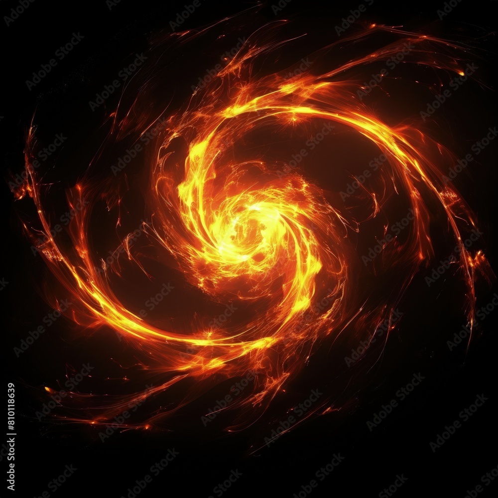 Obraz premium Mesmerizing Orange and Yellow Spiral Pattern on Black Background