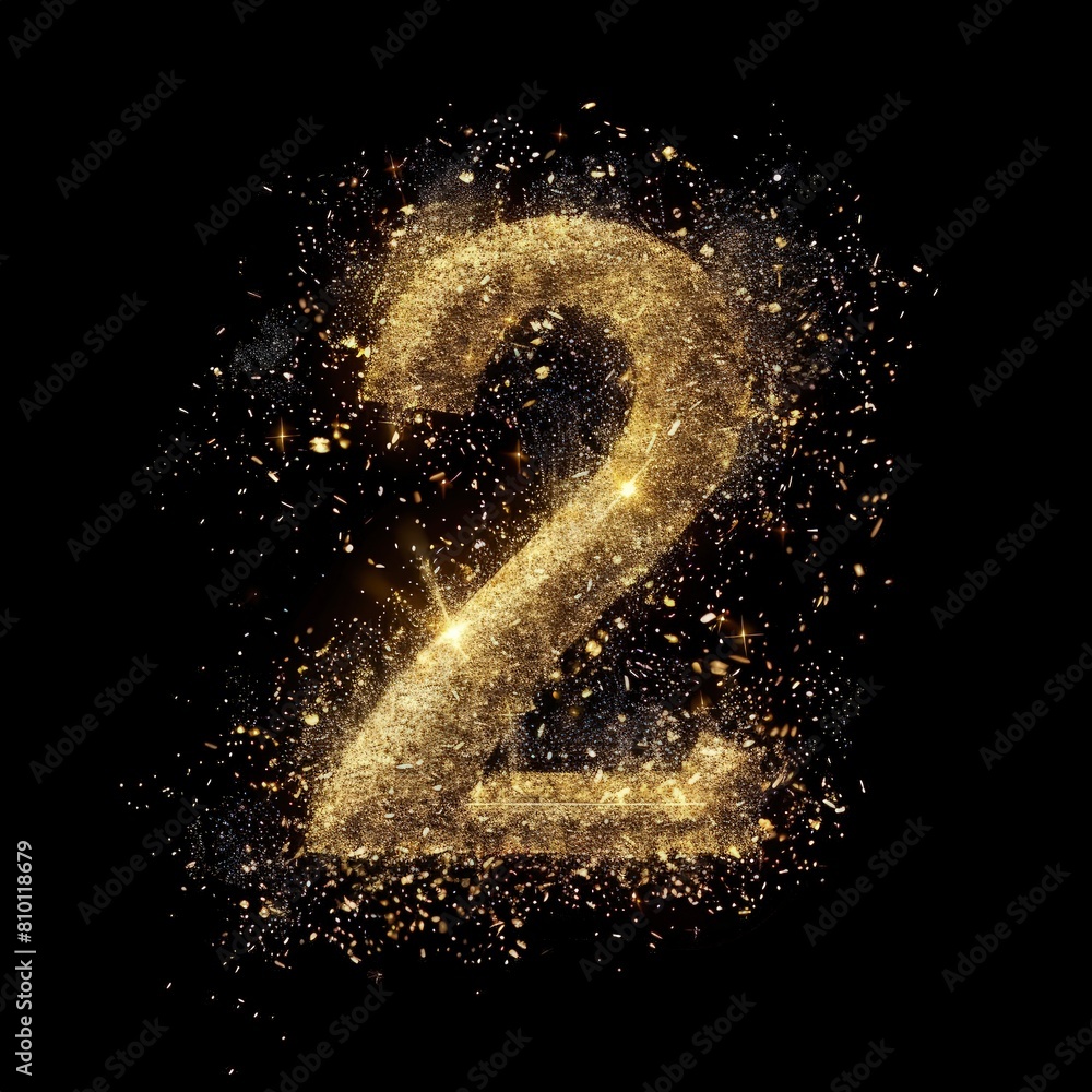 custom made wallpaper toronto digitalIlluminated Golden Numeral "2" Emerging from Darkness