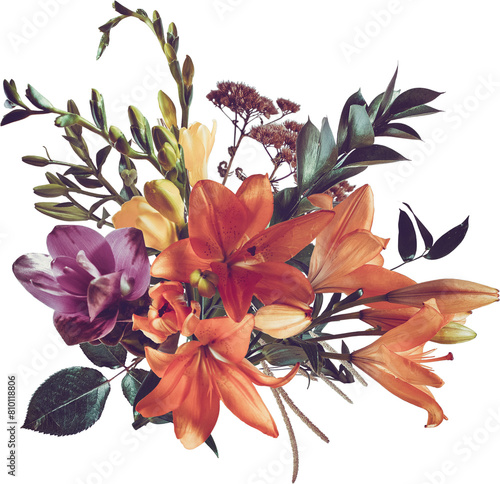 Vibrant and Detailed Floral Bouquets in PNG Format