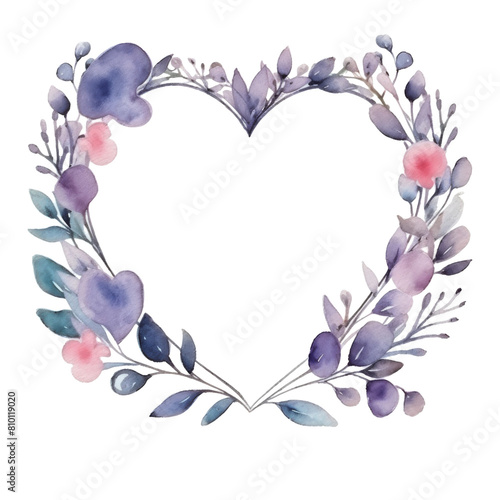 Heart Shaped Frame With Flowers and Leaves