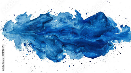 Blue Ink Splattered on White Background
