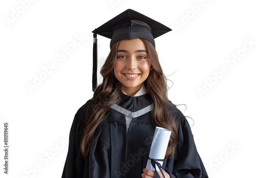 Graduating Woman in Cap and Gown