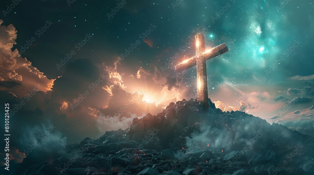 Conceptual image of Christian faith as a foundation for hope and resilience Conceptual image of Christian faith as a foundation for hope and resilience