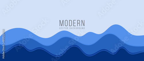 Abstract blue background with dynamic wave paper cut. Business vector design layout.