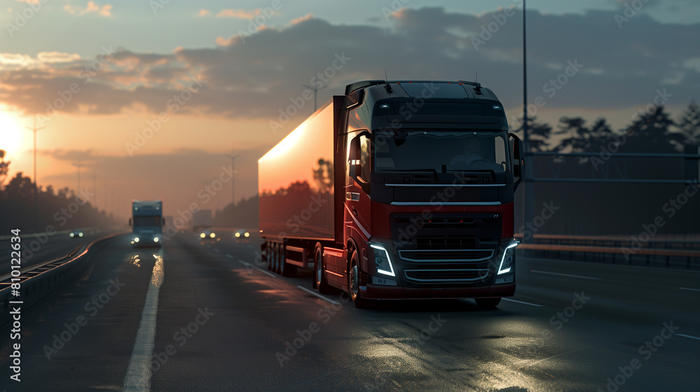 Truck on the highway, transportation Truck on the highway, transportation