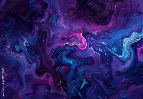 This vibrant image features a psychedelic swirl with marbled pink and blue hues  creating a mesmerizing abstract effect