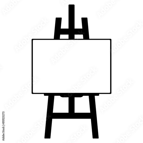 Wood easel or painting art board with canvas icon symbol. Vector illustration