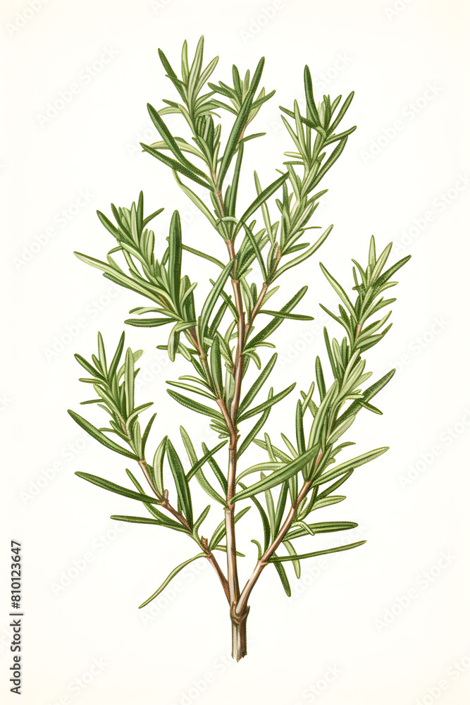 Obraz premium Vintage illustration of Rosemary plant, rosemary, tasty rosemary, herbs, rosemary herb