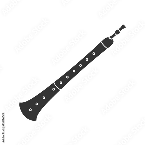 Moroccan Flute Icon Silhouette Illustration. Traditional Music Vector Graphic Pictogram Symbol Clip Art. Doodle Sketch Black Sign.