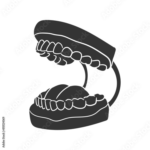 Mouth Model Icon Silhouette Illustration. SLP Vector Graphic Pictogram Symbol Clip Art. Doodle Sketch Black Sign.