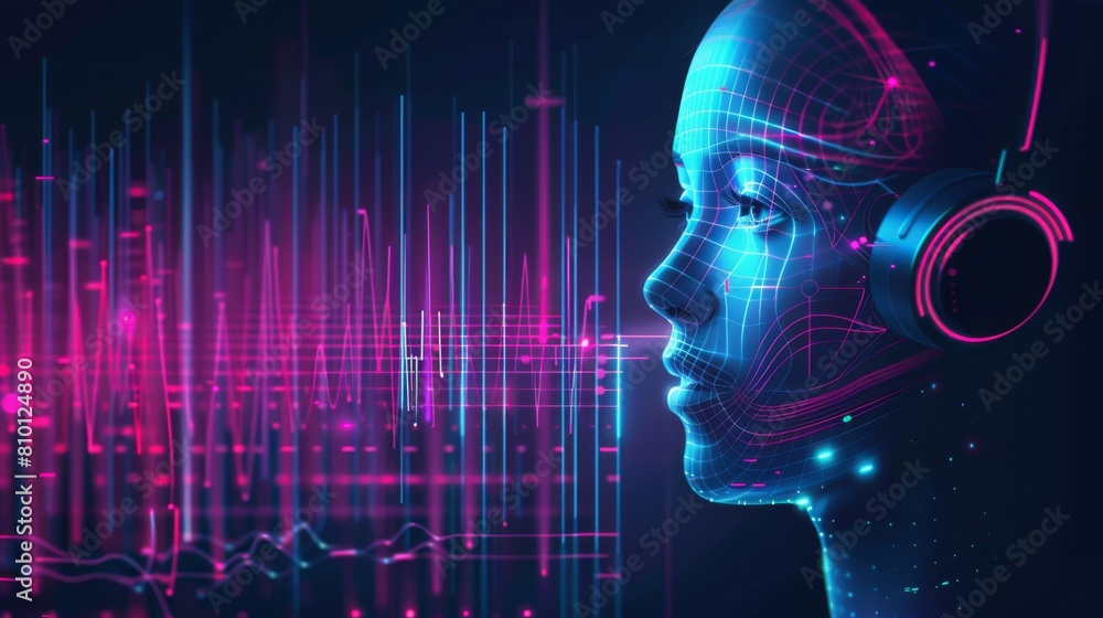 Graphic representation of AI-driven speech recognition systems enabling voice-controlled virtual assistants Graphic representation of AI-driven speech recognition systems enabling voice-controlled virtual assistants