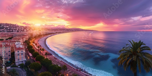 Aerial view of Nice the capital of AlpesMaritimes in the French Riviera. Concept Travel, French Riviera, Aerial Photography, Nice, Alpes-Maritimes photo