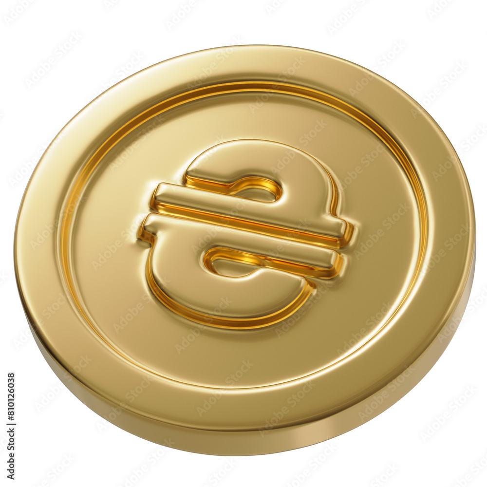 UAH. Ukrainian hryvna sign on golden coin isolated on a transparent background. 3d render. Golden hryvna icon. UAH. Ukrainian hryvna sign on golden coin isolated on a transparent background. 3d render. Golden hryvna icon.