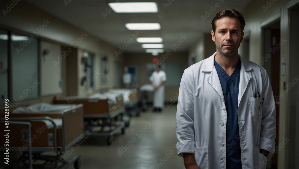 Confident expert doctor in modern hospital in uniforn, Generative AI Confident expert doctor in modern hospital in uniforn, Generative AI