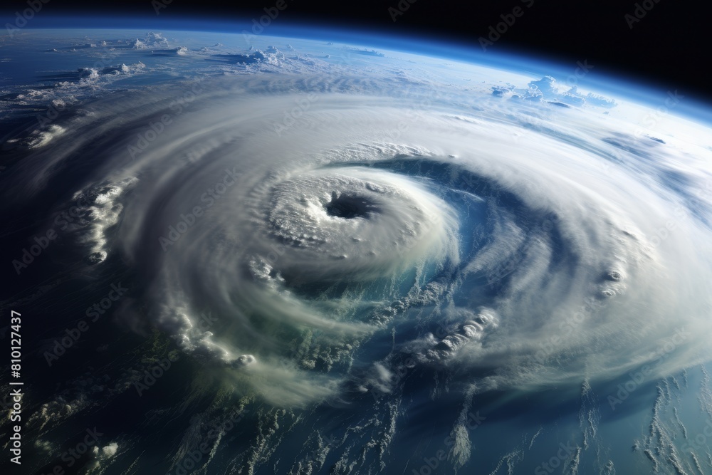 Powerful hurricane swirling over the earth