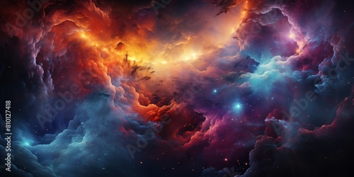 Vibrant cosmic clouds in the night sky