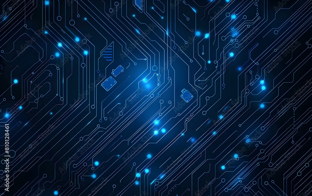 Abstract blue circuit board background vector illustration with glowing dots and lines, technology concept design for banner or poster Abstract blue circuit board background vector illustration with glowing dots and lines, technology concept design for banner or poster