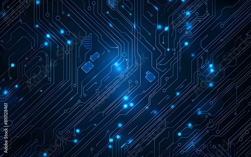 Abstract blue circuit board background vector illustration with glowing dots and lines, technology concept design for banner or poster