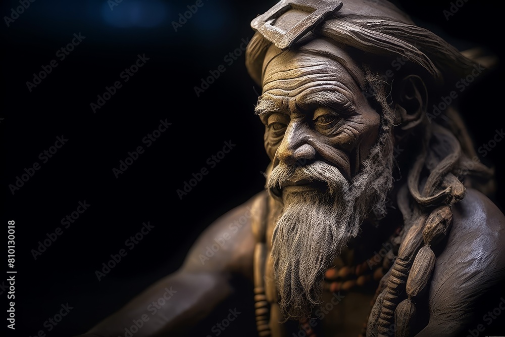 Weathered and wise old man with long beard and turban