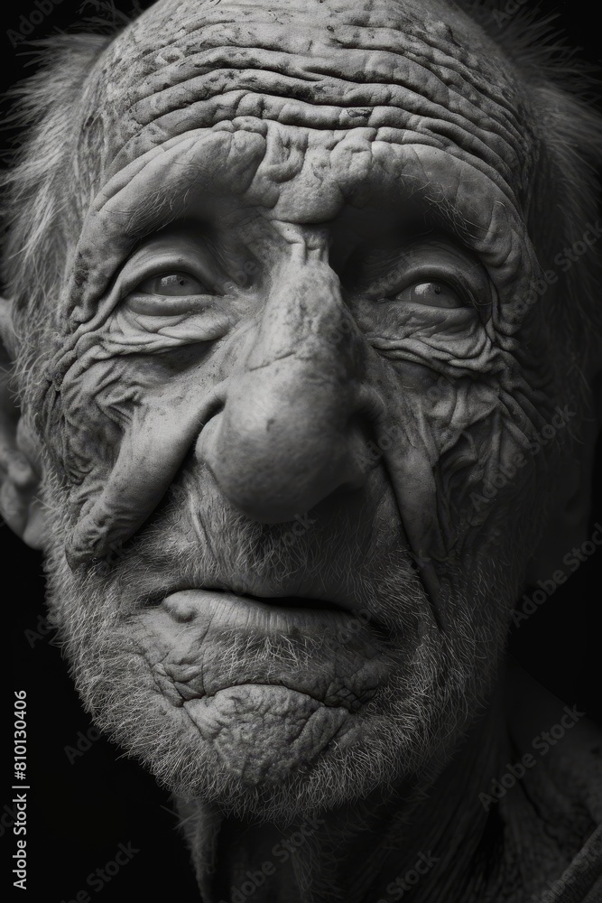 Close-up portrait of an elderly man with weathered, wrinkled face Close-up portrait of an elderly man with weathered, wrinkled face