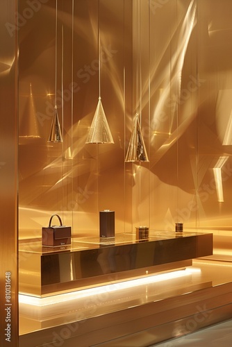 Złoty blask luksusowego sklepu z kosmetykami