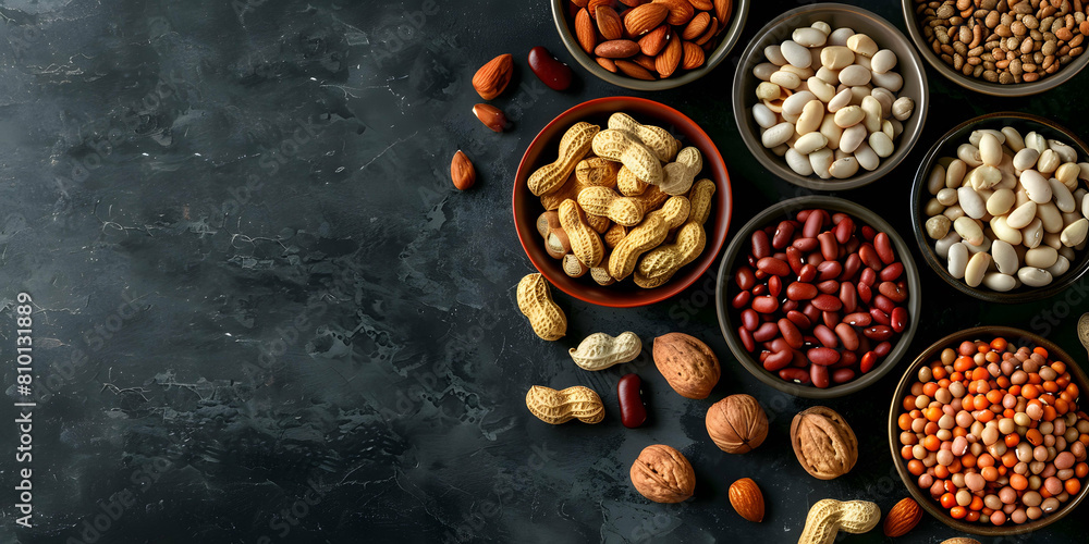 vue verticale d'un assortiment de fruits et fruit secs sur un plan de travail dans une cuisine, espace pour texte vue verticale d'un assortiment de fruits et fruit secs sur un plan de travail dans une cuisine, espace pour texte
