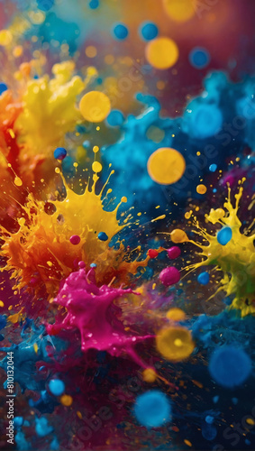 Vibrant Wall Decor, Attractive Wallpaper Featuring Colorful Splash Paint and Bright, Vivid Tones