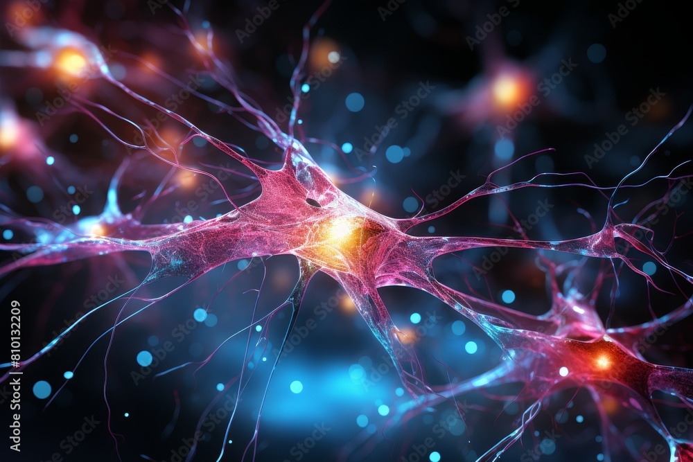 Glowing neural network connections in the brain Glowing neural network connections in the brain