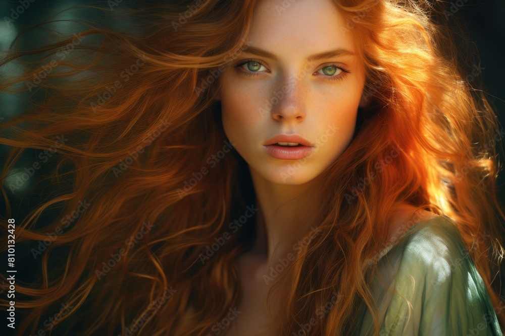 Captivating portrait of a woman with vibrant red hair Captivating portrait of a woman with vibrant red hair