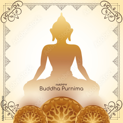 Happy Buddha Purnima Indian festival celebration greeting card