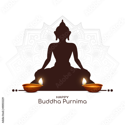 Happy Buddha Purnima Indian festival religious celebration card