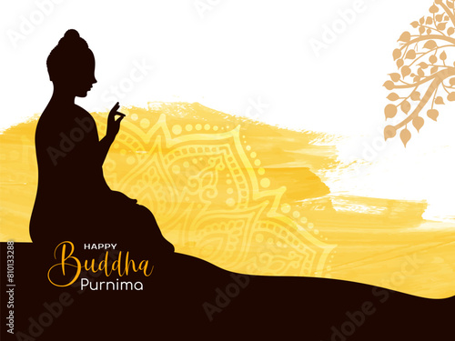 Happy Buddha Purnima Indian festival religious celebration card