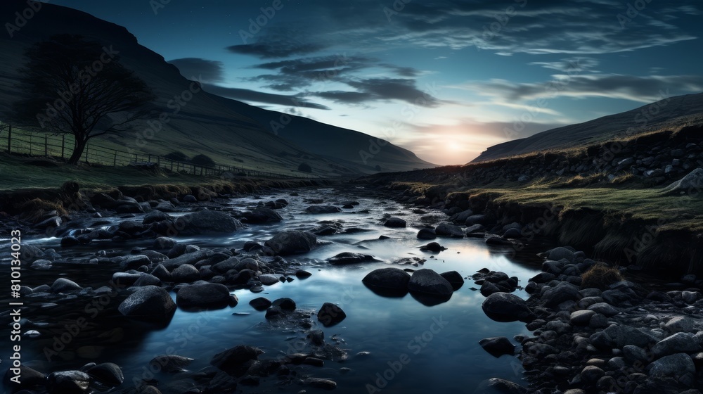 serene mountain landscape at dusk