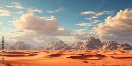 Stunning desert landscape with dramatic clouds and mountains
