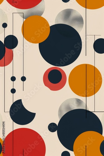 Pattern of Circles and Dots on White Background