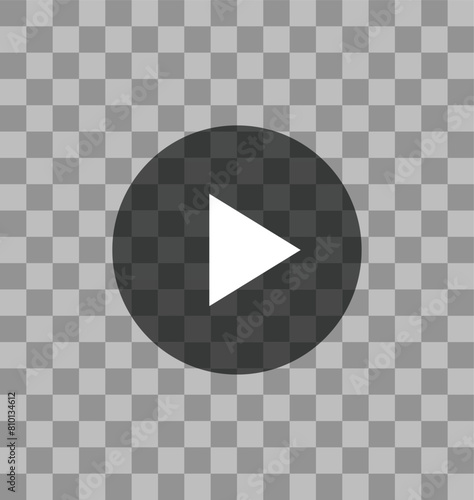 Play button on transparent background. Video or music player user interface. Vector illustration. 