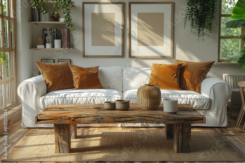 Diseño interior de loft de sala de estar rustica