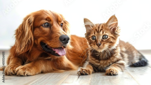 Dog and Cat Laying in Grass