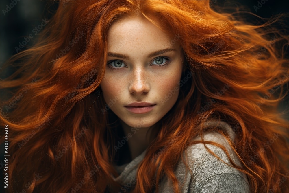 Captivating redhead with striking green eyes Captivating redhead with striking green eyes