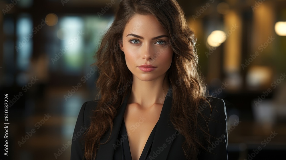 Fototapeta premium Confident woman in black suit
