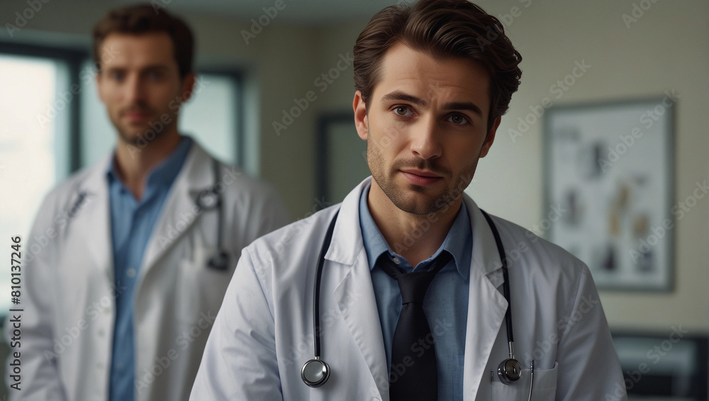 Confident expert doctor in modern hospital in uniforn, Generative AI Confident expert doctor in modern hospital in uniforn, Generative AI