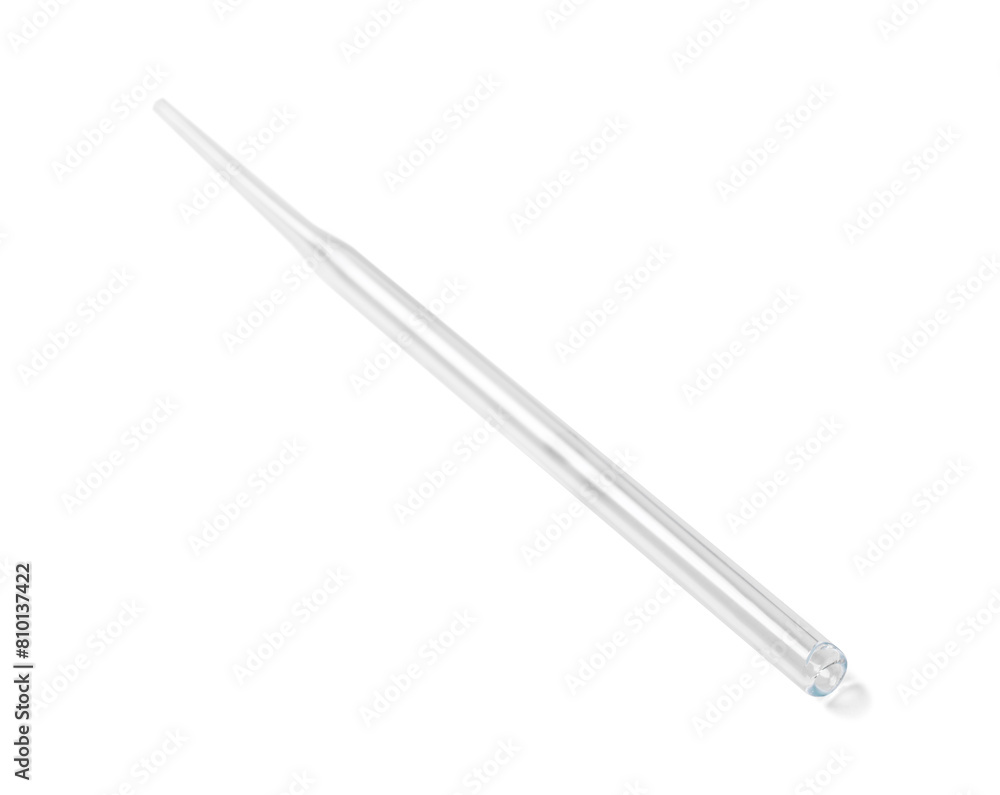 One glass measuring pipette isolated on white One glass measuring pipette isolated on white