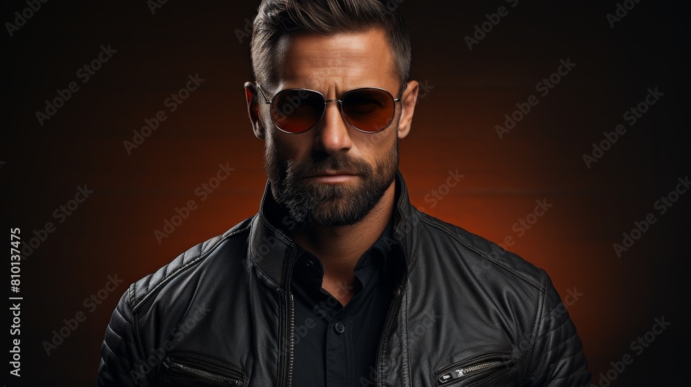 Fototapeta premium Stylish man with beard wearing sunglasses